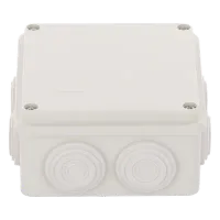 Vista 1 de Caja Derivación-Conexión de Plástico (100 X 100 X 54 mm) con 7 Glándulas de Goma. Para Instalaciones Comerciales, Residenciales e Industriales. Incluye Tornillería para su Tapa. 