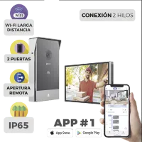 Vista 2 de Videoportero IP Conexión a 2 Hilos / Con Monitor Wi-Fi para Interior / Frente de Calle  IP65 Uso En Exterior Debe Tener Protección / Cámara 3 Megapíxel / Llamada a la App / Apertura remota  / Apertura de 1 Puerta y un 1 Porton 