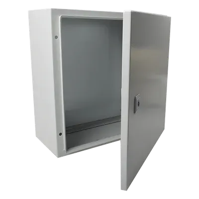 Gabinete de Acero IP66 Uso en Intemperie (400 x 400 x 200 mm) con Placa Trasera Interior de Metal y Compuerta Inferior Atornillable (Incluye Chapa y Llave T).