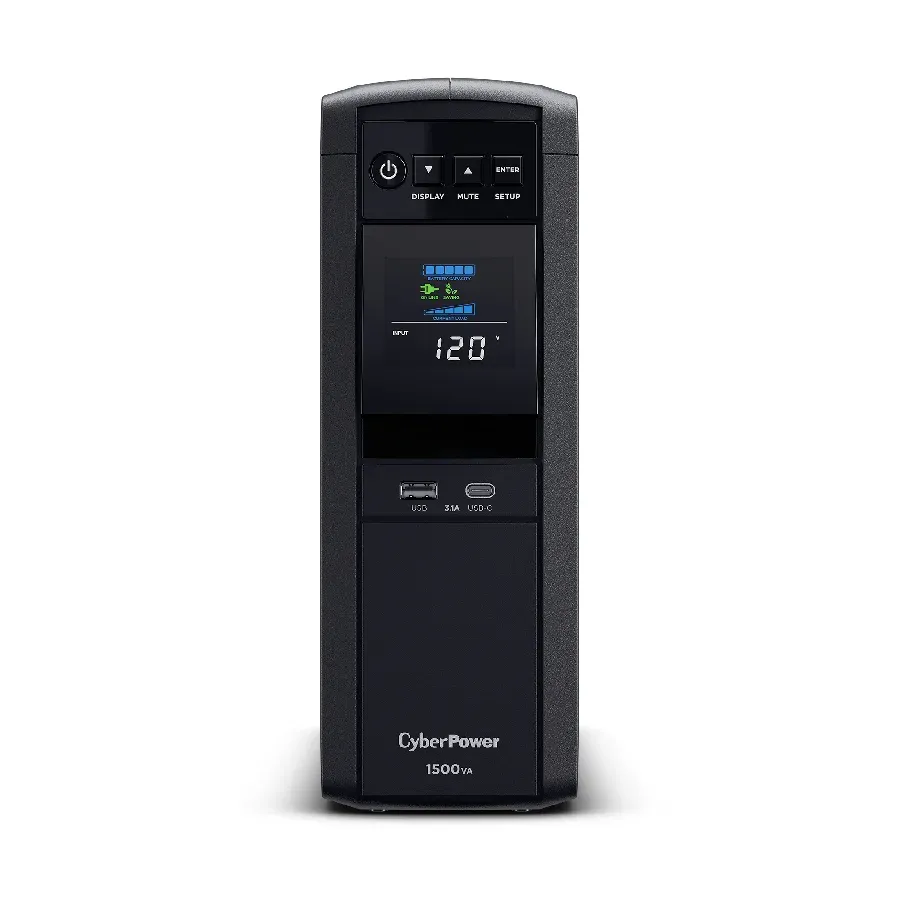 Galería 2 de NO BREAK CYBERPOWER CP1500PFCLCDA 1500 VA - 1000 W, INTERACTIVO, ONDA SENOIDAL PURA PFC,12 NEMA 5-15R, 6 RESPALDO Y 6 SUPRESIN,TORRE, GARANTA 3 AÑOS INCLUYE BATERA