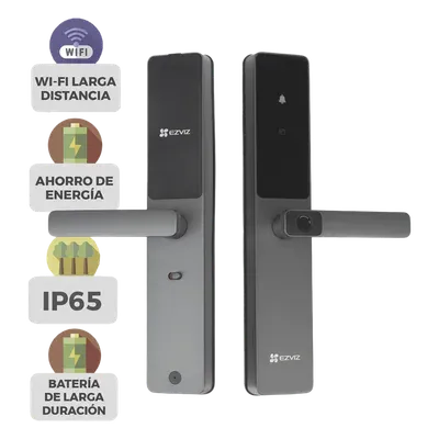 Cerradura Inteligente / Wi-Fi / Bluetooth  / Códigos Temporales Para Visitantes / Lectura de Huella / Lectura de Tag / Contraseña /  Botón para Timbrar / Apertura Remota /  Alarma Anti-intrusión /  No Requiere HUB