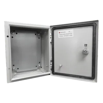 Galería 4 de Gabinete de Acero IP66 Uso en Intemperie (250 x 300 x 150 mm) con Placa Trasera Interior Metálica y Compuerta Inferior Atornillable (Incluye Chapa y Llave T).
