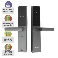 Vista 2 de Cerradura Inteligente / Wi-Fi / Bluetooth  / Códigos Temporales Para Visitantes / Lectura de Huella / Lectura de Tag / Contraseña /  Botón para Timbrar / Apertura Remota /  Alarma Anti-intrusión /  No Requiere HUB