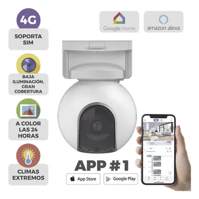 Camara de Batería Recargable  / 4G Multicarrier /  3 Megapixel / Compatible con Panel Solar CS-PSP8 / CS-CMT-SOLARPANEL-E conector Tipo C / Seguimiento Inteligente / Visión Nocturna a Color / Detección humana  / Exterior Con Potecci&o