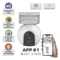 Vista 1 de Camara de Batería Recargable  / 4G Multicarrier /  3 Megapixel / Compatible con Panel Solar CS-PSP8 / CS-CMT-SOLARPANEL-E conector Tipo C / Seguimiento Inteligente / Visión Nocturna a Color / Detección humana  / Exterior Con Potecci&o