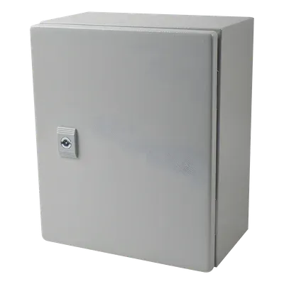 Galería 1 de Gabinete de Acero IP66 Uso en Intemperie (250 x 300 x 150 mm) con Placa Trasera Interior Metálica y Compuerta Inferior Atornillable (Incluye Chapa y Llave T).