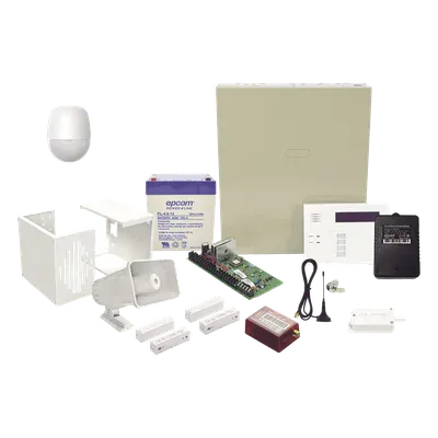 Kit de alarma antirrobo con panel VISTA-48, comunicador 4G LTE-M/5G, sensor PIR, sirena de 30 W y 2 contactos magnéticos