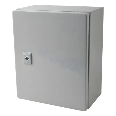 Gabinete de Acero IP66 Uso en Intemperie (250 x 300 x 150 mm) con Placa Trasera Interior Metálica y Compuerta Inferior Atornillable (Incluye Chapa y Llave T).