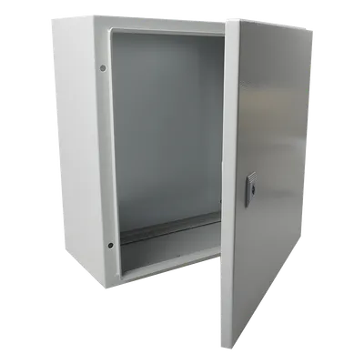Gabinete de Acero IP66 Uso en Intemperie (400 x 400 x 200 mm) con Placa Trasera Interior de Metal y Compuerta Inferior Atornillable (Incluye Chapa y Llave T).